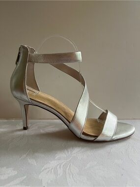 Louise et Cie Strappy Silver Stiletto Sandal Size 9.5